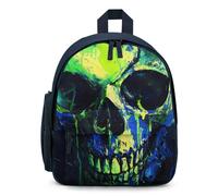 Horror Skull Green Pigment Small Backpack Cute Mini Shoulder Bag 12.6 × 9.4 × 5.9 Inches Daypack