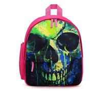 Horror Skull Green Pigment Small Backpack Cute Mini Shoulder Bag 12.6 × 9.4 × 5.9 Inches Daypack
