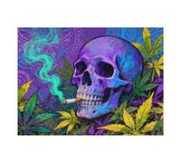 Horror Skull Halloween Puzzles for Adults 500 Pieces, Colorful Skeleton Scary Art Flower Jigsaw Puzzles, Spooky Plant Fantasy Aesthetic Puzzle 20.5x15 in