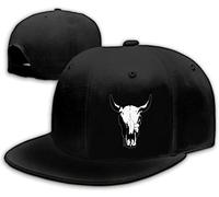 Horror Skull Hat Snapback Hat for Men Women Black Adjustable Classic Adult Baseball Cap Flat Bill Hip Hop Cap, Cow Skull, 1