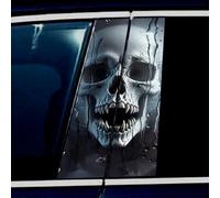 Horror Skull Peeking Sticker,Halloween Horror Face Car Center Pillar Decals,Scary Car B-Pillar Stickers Door Window Pillar Posts Trim 11in*18.89in (Open Mouth Skull)