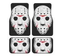 Horror Skull Print Car Foot Mat Four-Piece Set Full Set With Non-Slip Rubber Backing
