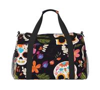 Horror Skull Print Foldable Carry On Tote Large Capacity Hand Carry Bag for Airplane Weekend Getaways