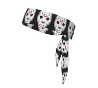 Horror Skull Print Ninja Headbands,Adjustable Head Tie For Men, Sports Sweatband For Yoga Running Basketball
