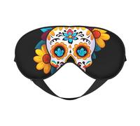 Horror Skull Print Sleep Eye Mask Soft Adjustable Lightweight Blackout Blindfold Travel Nap Night Rest