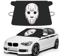 Horror Skull Print Windshield Protector For Cars, Waterproof Frost Vehicle Cover 175Ã-108 Cm Includes Straps