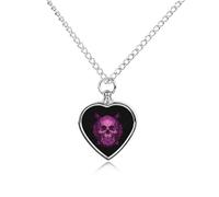 Horror Skull Purple Fantasy Ashes Necklace Dog Pet Urn Necklace Heart Cremation Jewelry with Fill Kit