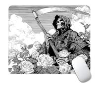 Horror Square Mouse Pad Non-Slip Rubber Base Mousepad for Laptop, Computer & PC Funny Black Art Desk Mat Gothic Ghost In Rose Field