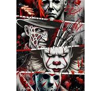 Horror Stamped Cross Stitch Kits for Adults -Halloween Embroidery Kits for Beginners Adults,11 CT Patterns Dimensions Counted Cross Stitch Kits for Adults Arts Craft 12x16 inch