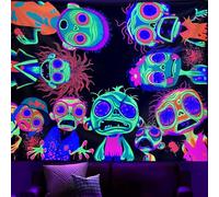 Horror Tapestry Blacklight Tapestry for Bedroom Zombie Crowd Around Tapestries UV Reactive Poster Glow in the Dark Walker Undead Ghoul Tapestries Wall Hanging Halloween Decor Scary Room Decor 90"x71"