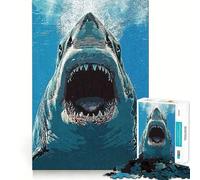 Horror The Shark Vintage 1000 Piece Jigsaw Puzzle for Teenagers Logic Fun High Def Print Home Enjoyable Ideal Decor (38x26cm)
