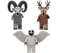 Horror Theme Forest Animal Mini Figures Building Set, 3 Characters with Deer, Goat, Owl, 11 Pieces, 5cm Height, Creative Building Blocks