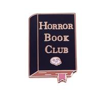 Horror Themed Brooch Badge Horror Book Club Skull Pattern Hard Enamel Pin Gothic Badge Horror Badge Cartoon Cute Book Shape Lapel Pin Ghost Skull Badge Lapel Pin for Women Men Backpack Hats Clothes