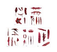 Horror Themed Temporary Tattooes Realistic Skin Safe Stickers for Halloween Parties and Costume Contests Bloody Decals Sweatproof Party Costume Accessories