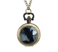 Horror Vampire Devil Grim Reaper Vintage Pocket Watch Alloy Pendant Watches Necklace Gift for Men Women Coppery-Style