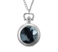 Horror Vampire Devil Grim Reaper Vintage Pocket Watch Alloy Pendant Watches Necklace Gift for Men Women Silver-Style