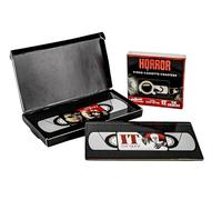 Horror VHS Coasters Set - Retro VHS Tape Themed Drink Coasters for Horror Fans, Gift for Halloween, Home Bar & Gaming Room Decor - 4 Unique Designs