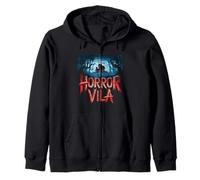 Horror Vila Haunted Mansion Scary Forest Scene Zip Hoodie