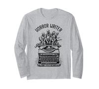 Horror Writer Zombie Vintage Typewriter Halloween Novelist Long Sleeve T-Shirt