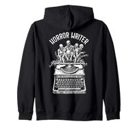 Horror Writer Zombie Vintage Typewriter Halloween Novelist Zip Hoodie