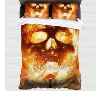 Horrorfilme Final Destination Bed Linen with Duvet Covers, 135 x 200 cm and 2 Pillowcases, 3-Piece Easy Care Cover, Halloween Bed Linen Sets for Adults (Skull)