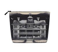 HorrorHaven Water-Resistant Faux Linen Single-Layer Makeup Bag with Zipper Closure for Your Daily or Travel Needs