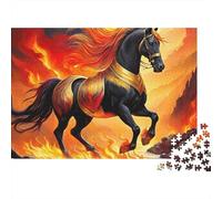 Horse 1000 Piece Jigsaw PuzzleBlack Flame-themed Gallop - Recycled Cardboard Decoration38x26cm/1000pcs