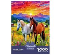 Horse 1000 Piece Jigsaw Puzzles Fun Challenging Modern Horse in Vibrant Landscapes Educational Game for The Whole Gifts for Adults And Kids Age 38x26cm/1000pcs