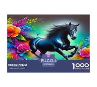 Horse 1000 Piece Jigsaw Puzzles Fun Challenging Modern Horse in Vibrant Landscapes Educational Game for The Whole Gifts For Children And Adults Aged 14 And Over 38x26cm/1000pcs