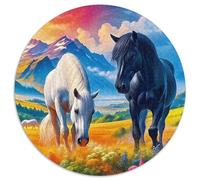 Horse 1000 Piece Round Jigsaw Puzzles Creative Seeking A Challenging And Relaxing Activity Games for Adults And Kids 1000pcs (67.5x67.5cm)