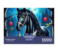 Horse 1000 Pieces Challenging Game Toys Gift -Black Horse Moon Apples Puzzle for Adults Wall Decoration Educational Game70x50cm/1000pcs