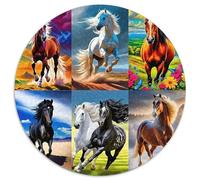 Horse 1000 Pieces Jigsaw 3D High Definition CircularJigsaw Jigsaw Puzzles Creative Challenging & EducationalArt 1000pcs (67.5x67.5cm)