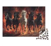 Horse 1000 Pieces Jigsaw Puzzle for Adults - Wildlife Premium Wooden Difficult Puzzles, Family Game Night Gift, Wall Art Home Decor, Relaxing Therapy Toy 1000pcs (75x50cm)