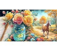 horse 1000 Pieces Recycled Paper Jigsaw Puzzle Impossible Hard Difficult Educational Games for The Whole for Women, Gifts for Men 38x52cm/1000pcs