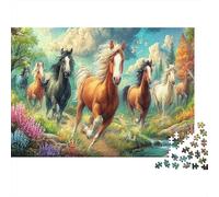 Horse 1000Pieces JigsawPuzzlesHorses Flower Run ForAdults Challenging LargePiecePuzzles Age12+byth EducationalGame Brainteasing Adults Jigsaw Puzzle 52x38cm/1000pcs