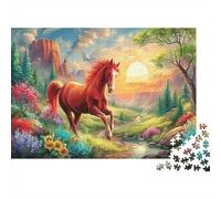 Horse 1000Piecess JigsawPuzzlesHot Air Balloon Village ForAdults Colourful Brainteasing Age12+byth Challenging The Impossible Difficult Game Fun, Challenging 38x26cm/1000pcs