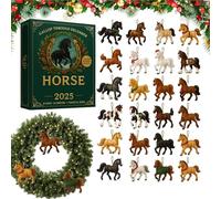 Horse 2025 - Christmas Countdown 24 Days 2D Pendant Ornaments Set, Festive Equestrian Decorations, Hanging Display for Daily Revelation | Glue