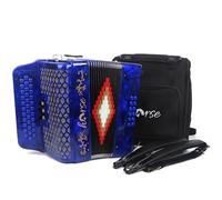 Horse 34 Key Accordion, FBE 12 Bass 3 Row, Made of Celluloid Louder & Clearer Timbre than Plastic,Accordions Instrument for Adults,W/Luxury Backpack,Straps,34 Buttons Acordeón Acordeones Para Adultos