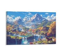 Horse 3D Canvas Prints Wall Art Natural Scenery Pictures Paintings for Living Room Bedroom Home Decorations Modern Artwork Ready to Hang 16x24inch(40x60cm)