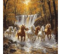 Horse 5D Diamond Art Kits, Tree Diamond Art for Beginners Adults, DIY Cross Stitch Embroidery Crafts Pictures, DIY Round Full Drill Crystal Kits, for Home Wall Decor, Gifts for Women 20x20in L-1578