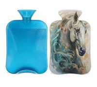 Horse Abstract Animal Hot Water Bottle with Cover, 2L Hot Water Bag for Pain Relief, Neck Soft and Shoulder, Hand Feet Warmer, Hot and Cold Compress for Adult Kids