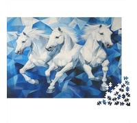 Horse Abstract Blue Jigsaw Puzzle, 1000 Pcs For Adults