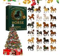 Horse Advent 2025 Calendar, 24 Days Christmas Countdown Calendar with 24 Pieces Different Horse Pendant, 2D Mini Horses Breeds Collectible for Christmas Tree H-orse Lovers & Equestrian Enthusiasts
