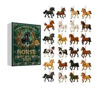 Horse Advent Calendar 2025, Christmas Countdown Calendar with 24 Unique Horses Figurines, Journey Through The Most Beloved Horse Breeds, Animal Advent Calendar for Horse Lovers, Riders (Green-1pc)