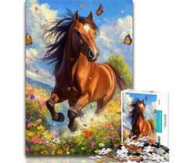 Horse Among Flowers Jigsaw Puzzles for Adults 1000,for Educational Game Challenge Toy for Is Ideal As A Gift for The Whole Family 50x75cm