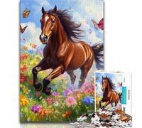 Horse Among Flowers Jigsaws 1000 Pieces for Teenagers,Family Game Stress Reliever Difficult Challenge Gifts for Friends And Family (38x26cm)