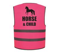 Horse and Child Kids Hi Vis Vest Children's High Visibility Reflective Safety Waistcoat Horse Riding Road Safe Equine, Add child's name to the front, Personalised