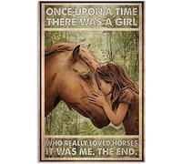 Horse And Girl Metal Tin Sign,Iron Painting Plaque Wall Decor Pub Man Cave Club Classic Bathroom Parlor Posters Cafe Store Rule 12x16 Inch