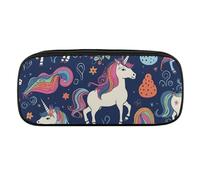 Horse And Rainbow Pencil Case Waterproof Leather Pencil Pouch Multi-purpose Aesthetic Makeup Bag Cute Pen Bag Large Cosmetic Bag for Office Stationery, Travel