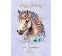Horse Art Birthday Card For Niece (Design 3)